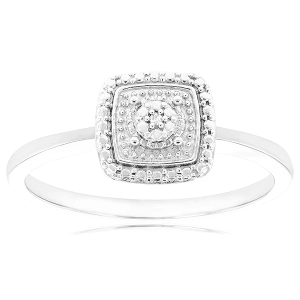 Sterling Silver With Diamond Cushion Shape Ring – Shiels Jewellers