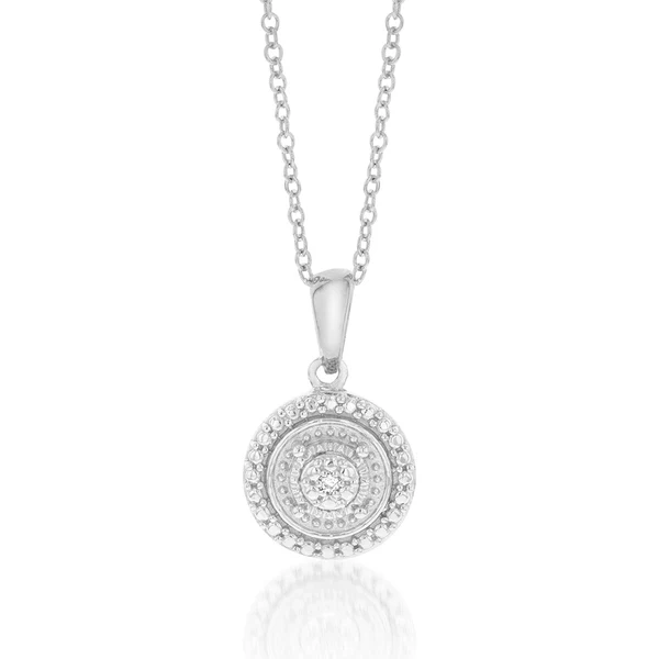 Sterling Silver With Diamond Round Shape Pendant – Shiels Jewellers