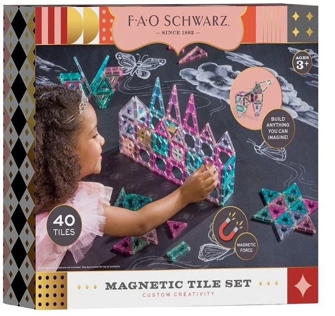 FAO Schwarz 40pc Toy Magnetic Tile Set