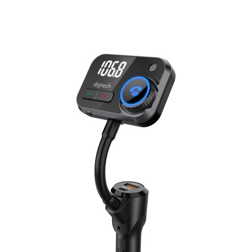 Digitech FM Transmitter with Bluetooth, USB Type-C Power Delivery 20W and Qualcomm Quick Charge 3.0 USB