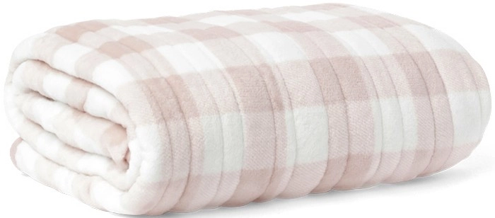 Heritage Checked Heated Throw in Pink