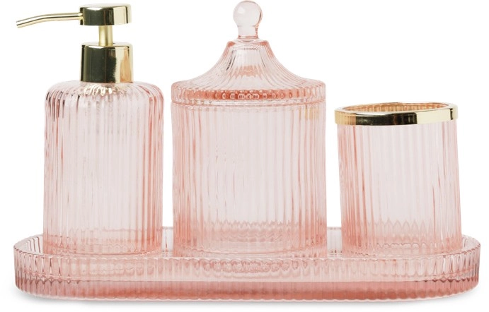 Heritage Glass Bathroom Accessories in Pink