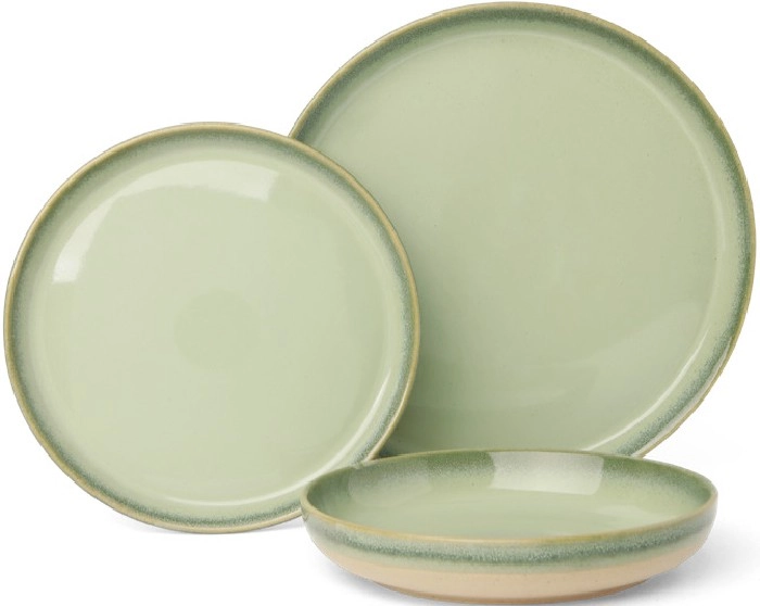 Australian House & Garden 12pc Esperance Celadon Wiped Edge Dinner Set