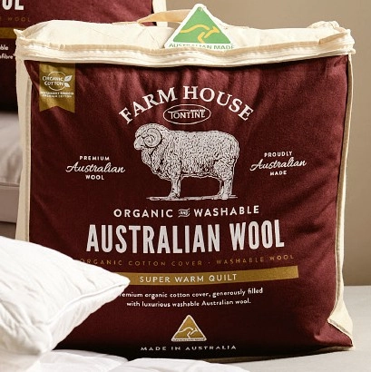 50% off Tontine Farm House Organic Cotton Cover Washable Wool Quilt