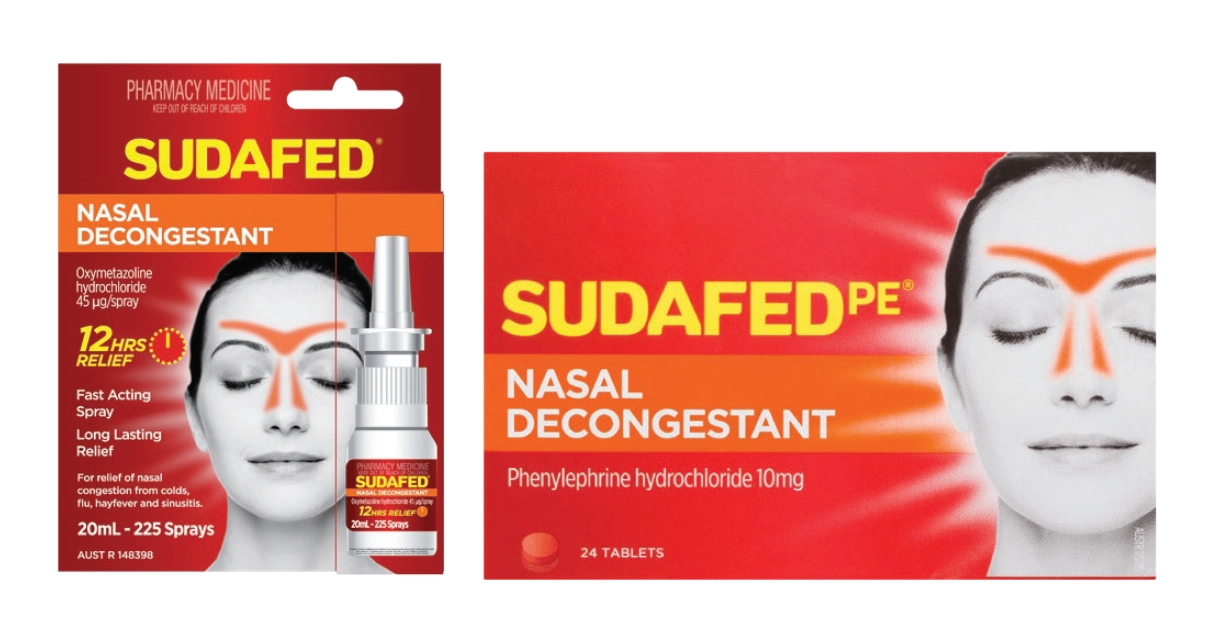 Sudafed Nasal Decongestant Spray 20ml or PE Nasal Decongestant 24 tablets