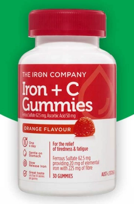 The Iron Company Iron + C Gummies Orange 30 gummies