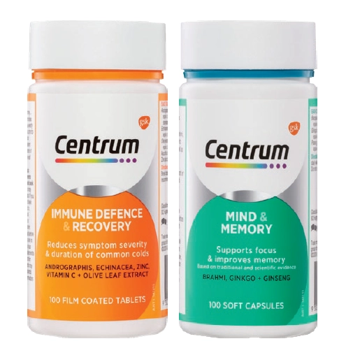 Centrum Immune Defence & Recovery 100 tablets or Mind & Memory 100 capsules