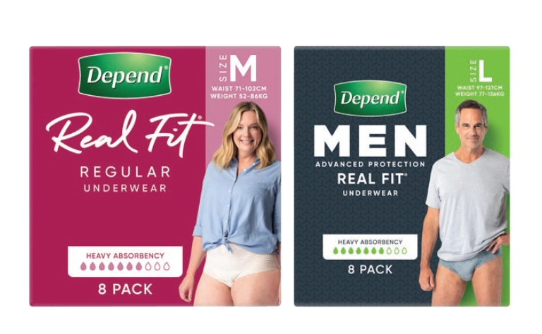 Depend Underwear RealFit Female Medium or Male Large 8 pack