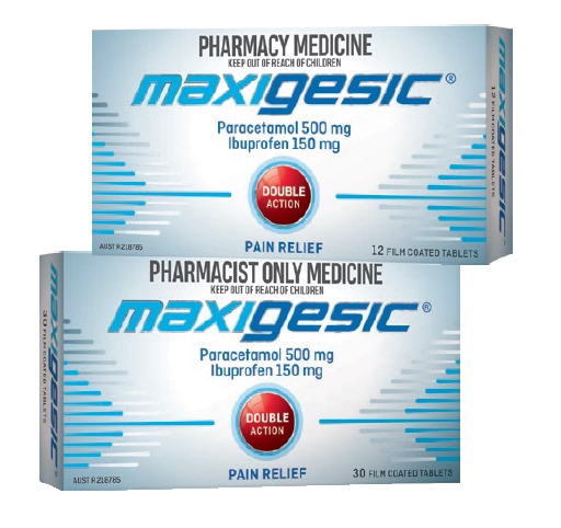 Maxigesic Paracetamol 500mg + Ibuprofen 150mg 12 tablets or 30 tablets