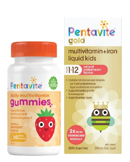 Pentavite Daily Multivitamin Kids Gummies 60 pastilles or Multivitamin + Iron Gold Liquid 200ml