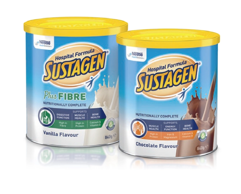 Sustagen Hospital Formula Plus Fibre Vanilla Flavour or Hospital Formula Chocolate Flavour 840g