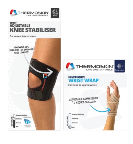 Thermoskin Knee Sport Stabiliser Adjustable or Compression Wrist Wrap