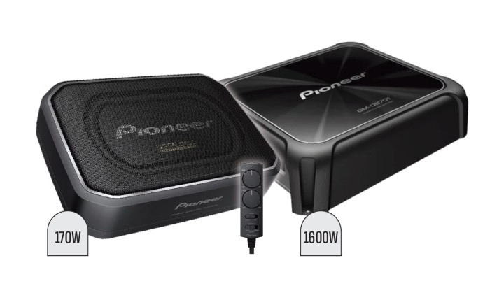 Pioneer 8” 170W Class D Powered Underseat Subwoofer or Mono 1600W Class-D Car Amplifier