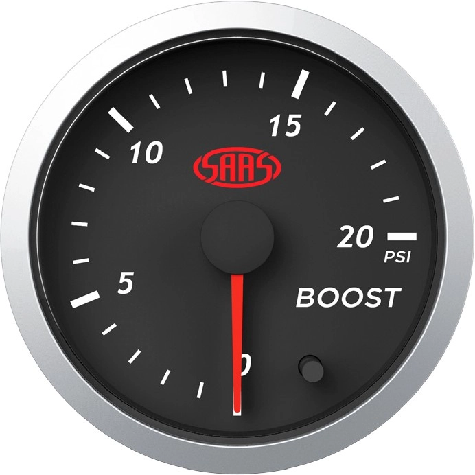 Saas ﻿Boost Gauge Diesel 0-20 psi 52mm Black Street Series