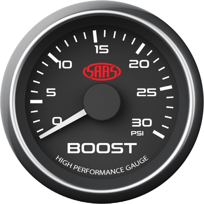 Saas Boost Gauge Diesel 0-30 psi 52mm Black Muscle Series