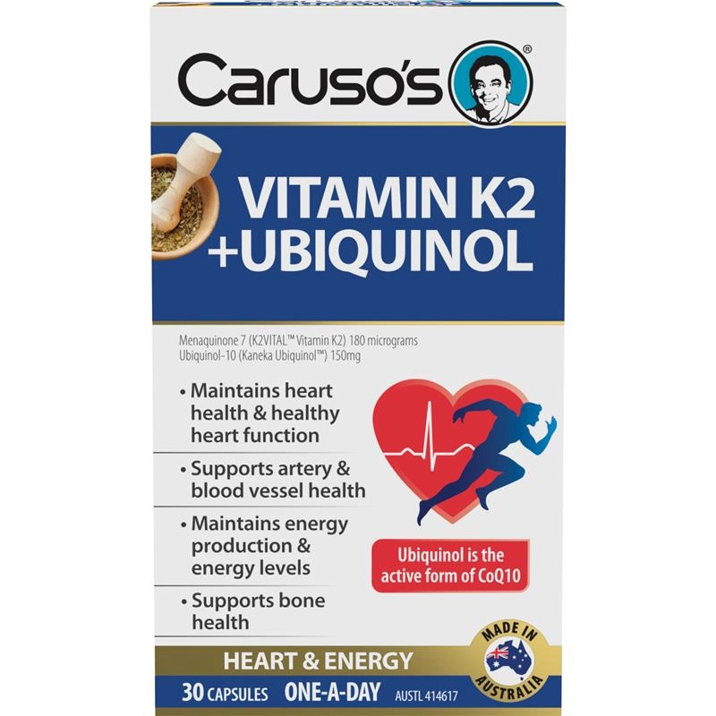 Caruso’s Vitamin K2 + Ubiquinol 30 Capsules