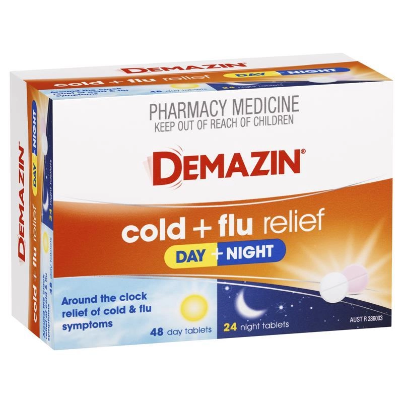 Demazin Cold + Flu Relief 72 Tablets Exclusive Size