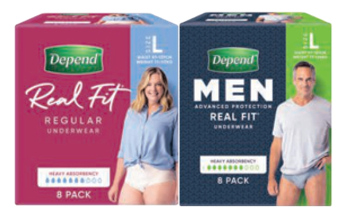 Depend Women or Men Real Fit Underwear Large 8 Pack