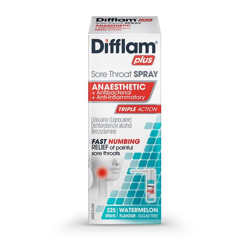 Difflam Plus Anaesthetic + Antibacterial + Anti-Inflammatory Sore Throat Spray 30ml