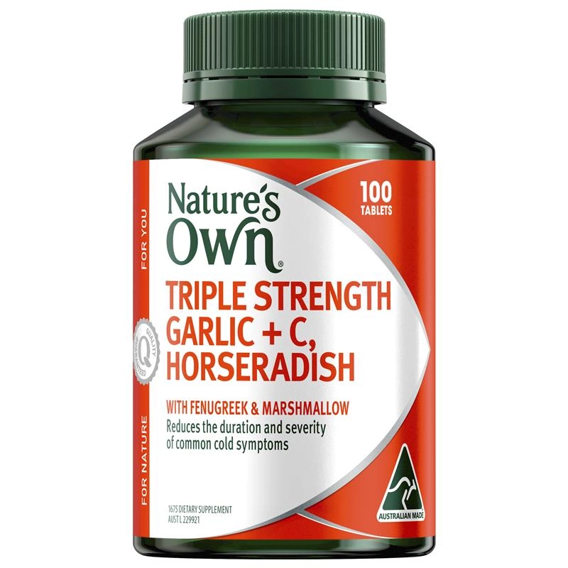 Nature’s Own Triple Strength Garlic + C, Horseradish 100 Tablets