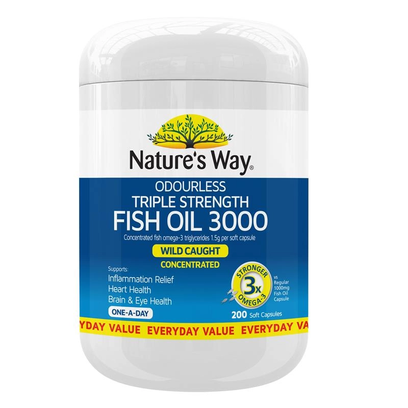 Nature’s Way Odourless Triple Strength Fish Oil 3000 200 Capsules