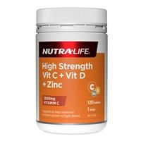 Nutra-Life High Strength Vit C + Vit D + Zinc 120 Tablets