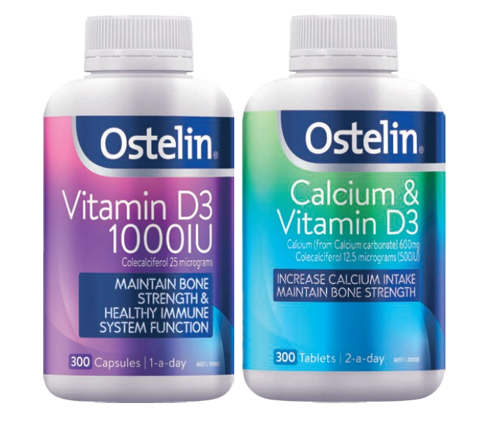 Ostelin Vitamin D3 1000IU 300 Capsules or Calcium & Vitamin D3 300 Tablets