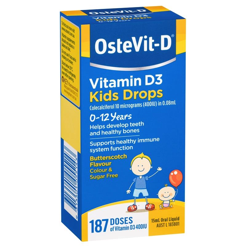 OsteVit-D Vitamin D3 Kids Drops – 400IU Vitamin D3 Helps Develop Teeth and Healthy Bones – 187 Doses