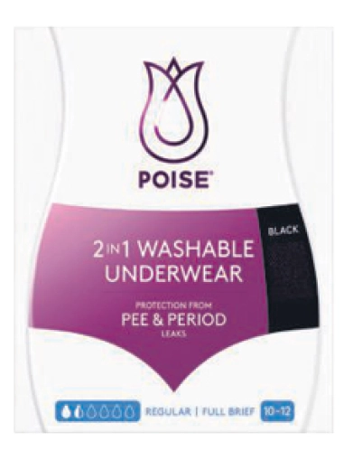 Poise 2 in 1 Black Briefs Assorted Sizes