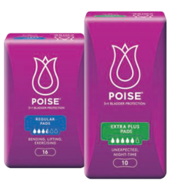 Poise Pads Regular 16 Pack or Extra Plus 10 Pack