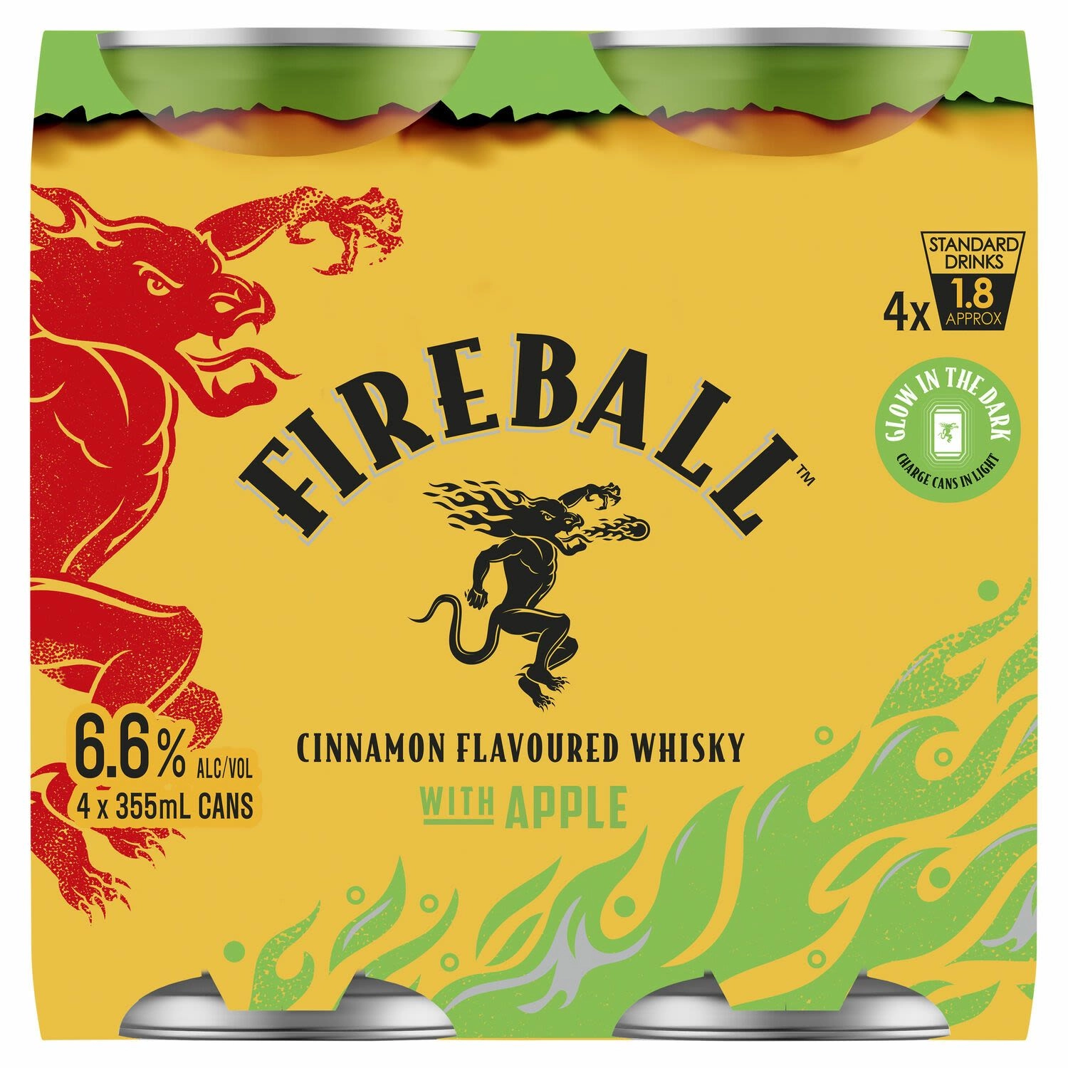 FIREBALL & APPLE 6.6% CAN 355ML 4 PACK