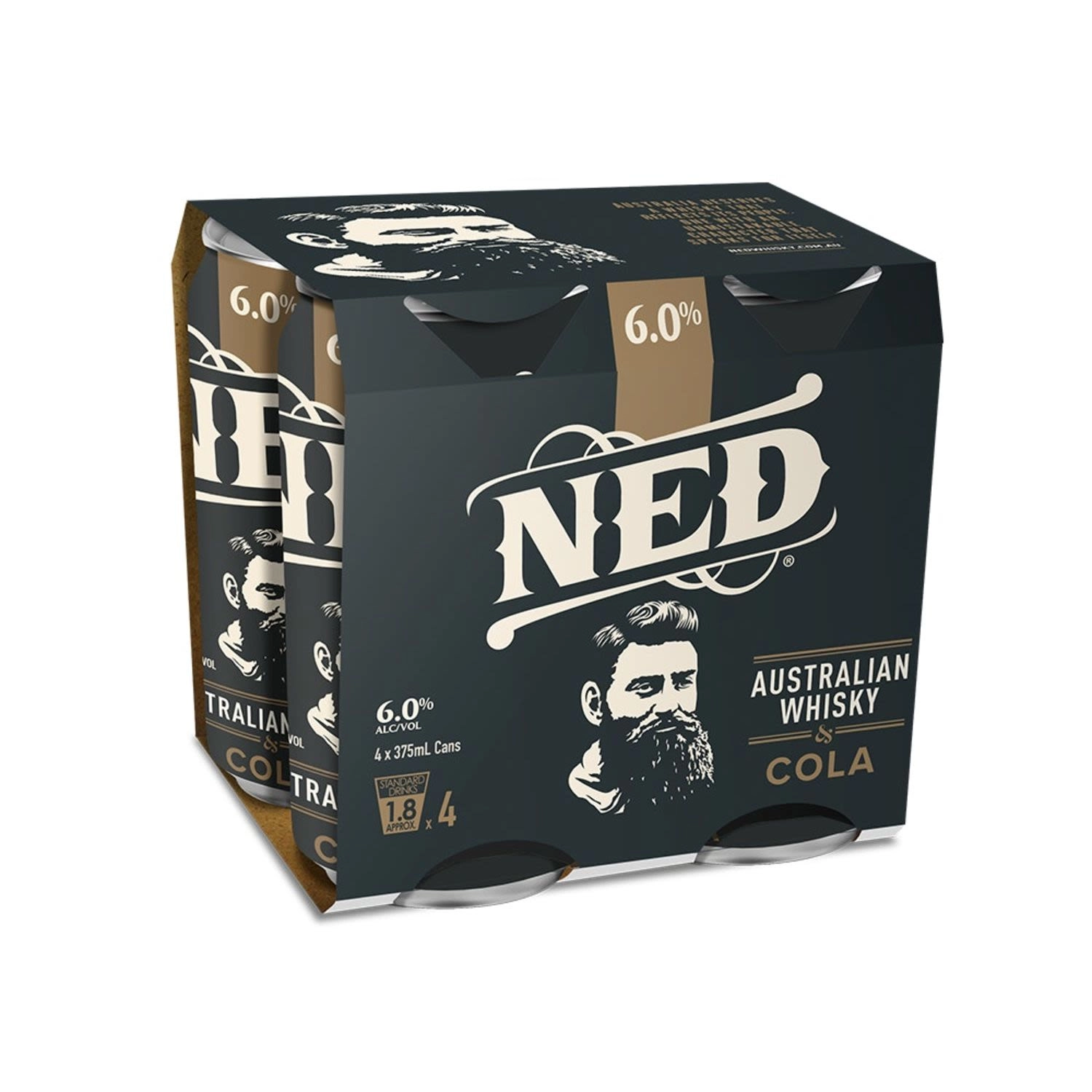 NED AUSTRALIAN WHISKY & COLA CAN 6% 375ML 4 PACK