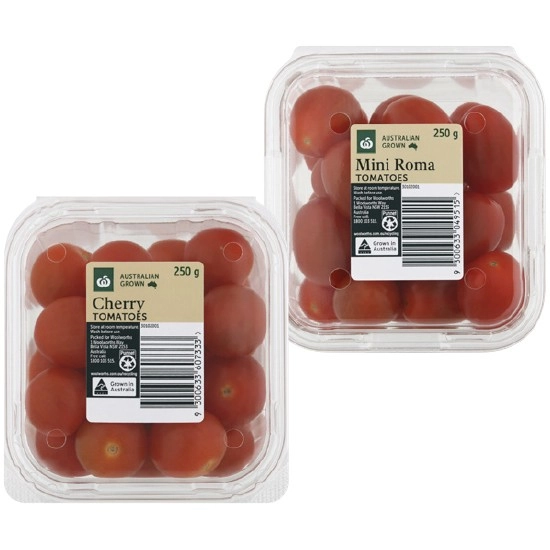 Australian Cherry Tomatoes or Mini Roma Tomatoes 250g Pack