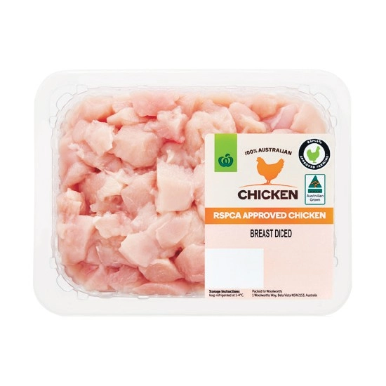 Australian Fresh RSPCA Approved Chicken Diced Breast 1 kg – From the Meat Dept