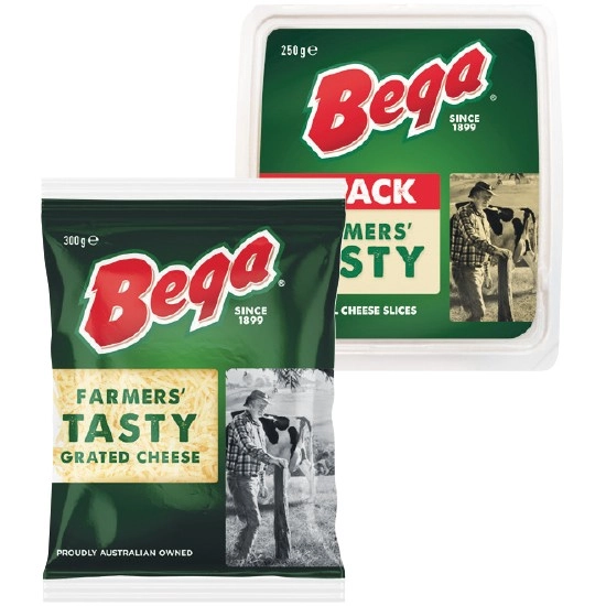 Bega Block, Grated or Sliced Cheese 250-300g – Excludes Lactose Free