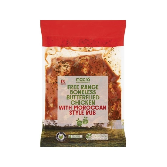 Macro Free Range Fresh RSPCA Approved Butterflied Boneless Chicken with Moroccan Style Rub – From the Meat Dept