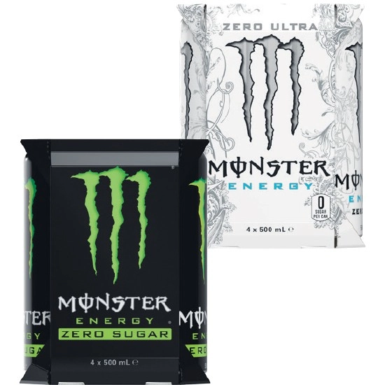 Monster Energy Energy Drink Cans 4 x 500ml