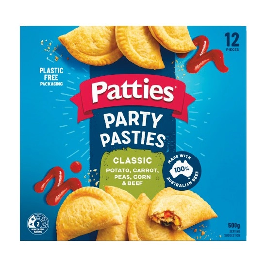 Patties Party Pasties, Pies or Sausage Rolls 450-560g Pk 12 – From the Freezer