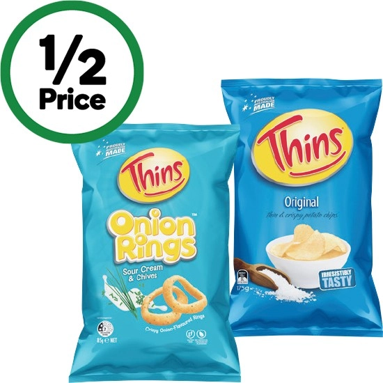 Thins Chips 150-175g or Thins Onion Rings 85g