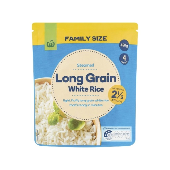 Woolworths Microwave Long Grain Rice 450g