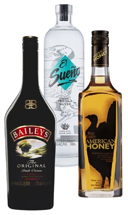 Baileys Irish Cream 1 Litre, El Sueño Tequila Silver, or Wild Turkey American Honey Liqueur 700mL