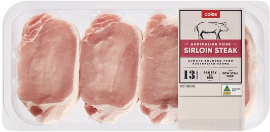 Coles Australian Pork Sirloin Steaks 500g