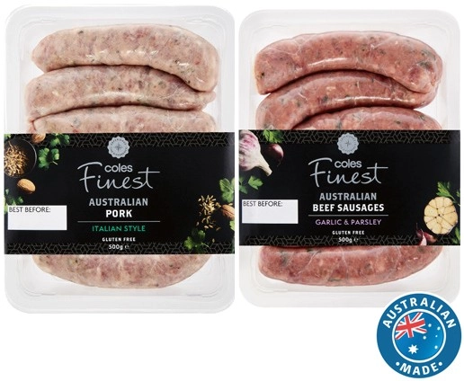 Coles Finest Sausages 450g-500g