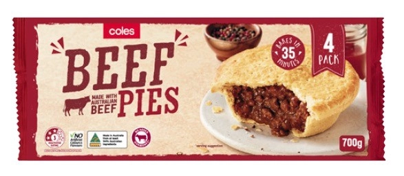 Coles Frozen Meat Pies 4 Pack 700g