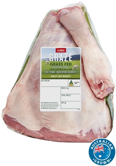 Coles GRAZE Lamb Half Leg Roast