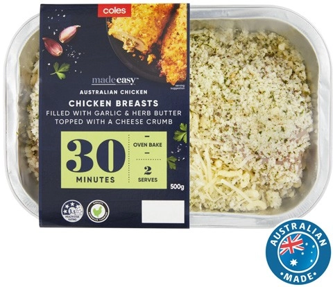 Coles Made Easy Chicken Breast with Garlic Herb Butter 500g