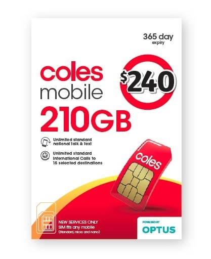 Coles Mobile $240 Prepaid SIM