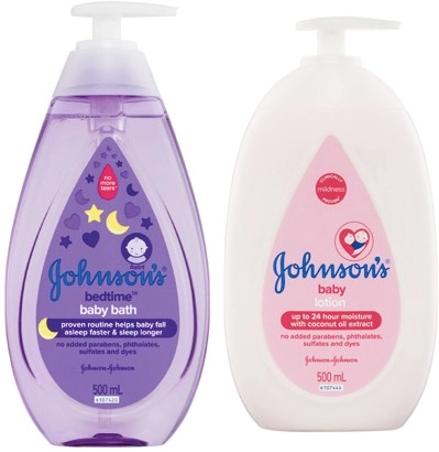 Johnson's Baby Bedtime Bath or Baby Lotion 500mL