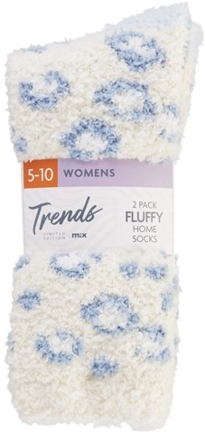 Mix Womens Fluffy Knit Home Socks 2 Pack