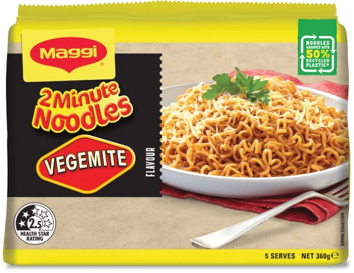 NEW Maggi Vegemite 2 Minute Instant Noodle 5 Pack 325g